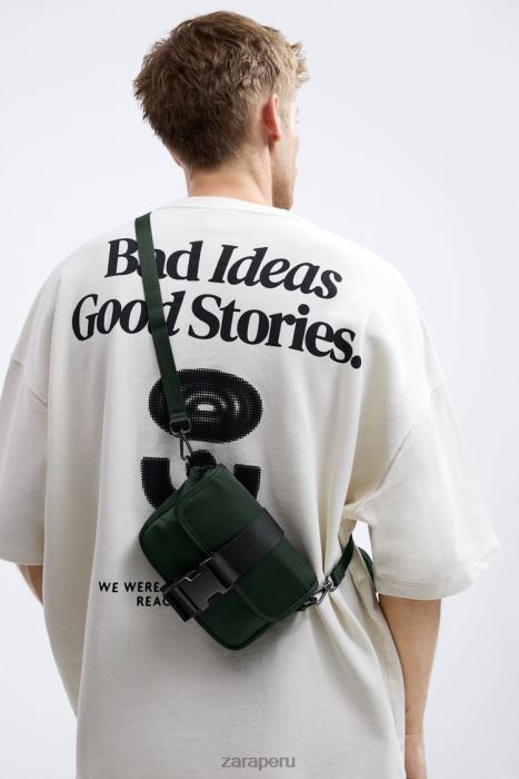Zara hombres bolso bandolera mini de nailon con monedero BDP8J1346 accesorios verde