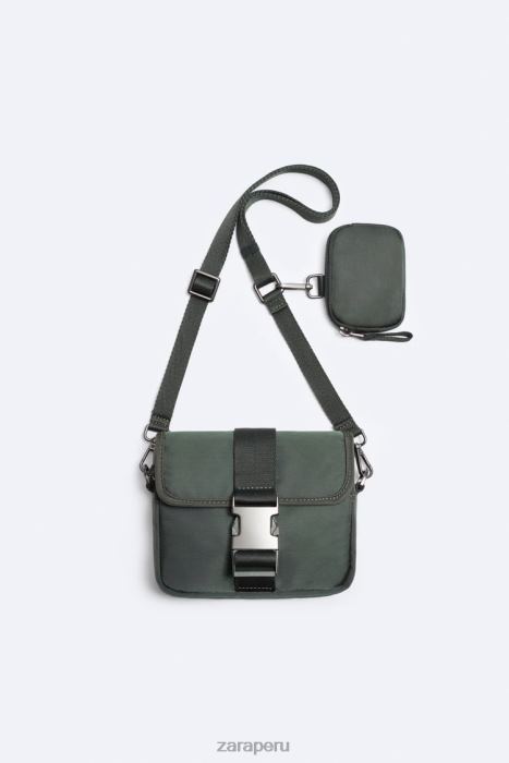 Zara hombres bolso bandolera mini de nailon con monedero BDP8J1346 accesorios verde