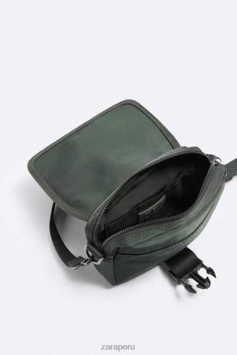 Zara hombres bolso bandolera mini de nailon con monedero BDP8J1346 accesorios verde