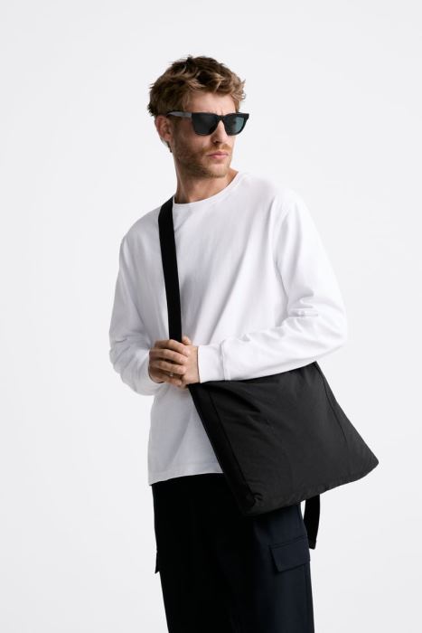 Zara hombres bolso bandolera suave xl BDP8J1292 accesorios negro