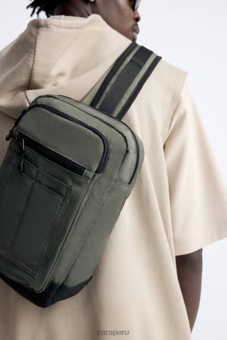 Zara hombres bolso bandolera técnico BDP8J1285 accesorios verde caqui