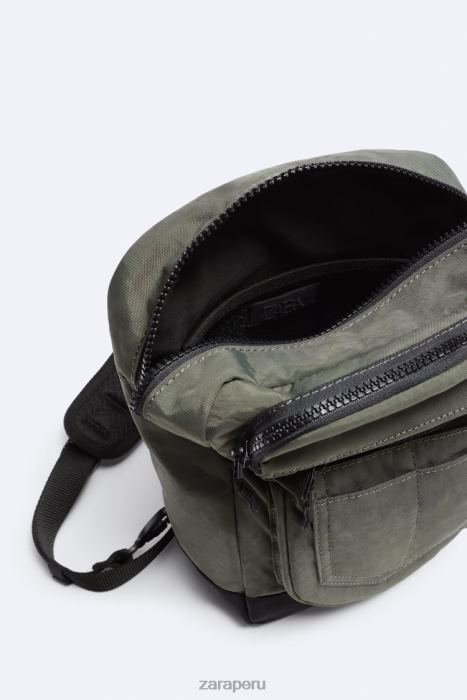 Zara hombres bolso bandolera técnico BDP8J1285 accesorios verde caqui