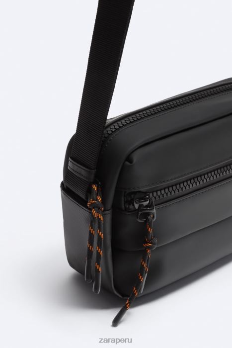 Zara hombres bolso crossbody engomado BDP8J1333 accesorios negro