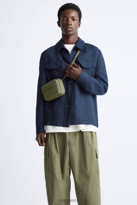 Zara hombres bolso crossbody pequeño con solapa de goma BDP8J1305 accesorios verde