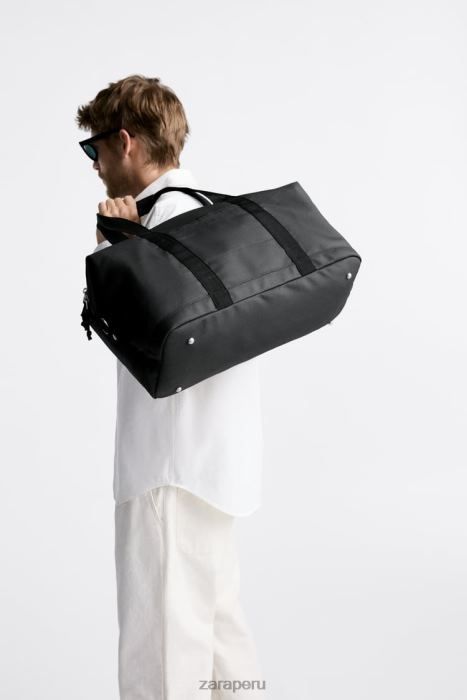 Zara hombres bolso de lona texturizado BDP8J1288 accesorios negro