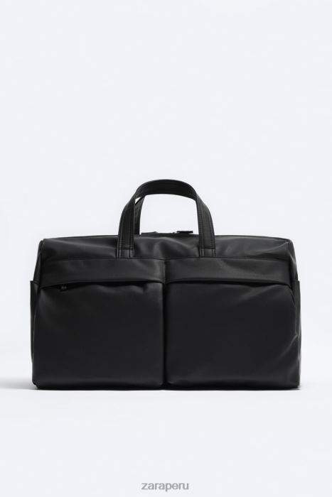 Zara hombres bolso de lona texturizado BDP8J1339 accesorios negro