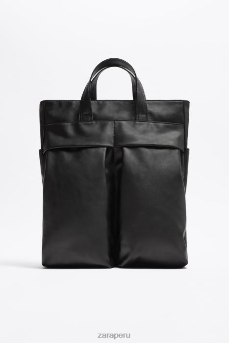 Zara hombres bolso tote suave con dos bolsillos BDP8J1336 accesorios negro