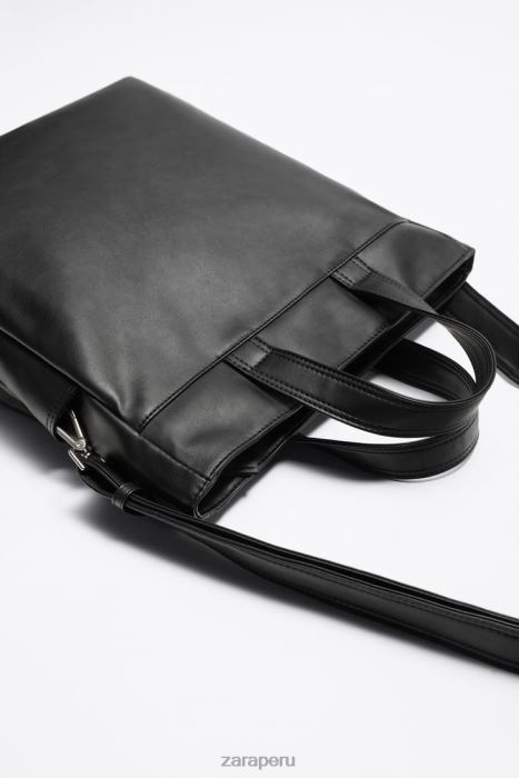 Zara hombres bolso tote suave con dos bolsillos BDP8J1336 accesorios negro