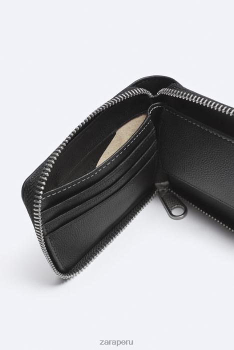 Zara hombres cartera con cremallera BDP8J1345 accesorios negro