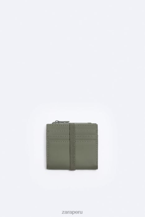 Zara hombres cartera de goma con cremallera BDP8J1341 accesorios verde caqui