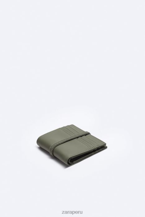Zara hombres cartera de goma con cremallera BDP8J1341 accesorios verde caqui