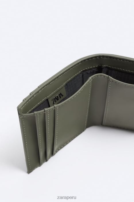 Zara hombres cartera de goma con cremallera BDP8J1341 accesorios verde caqui