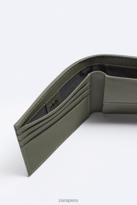 Zara hombres cartera plegable de goma BDP8J1342 accesorios verde caqui