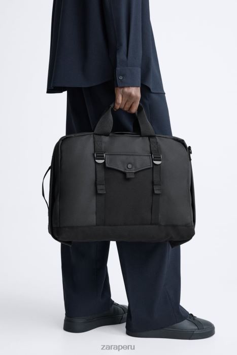 Zara hombres maletín multifuncional de goma BDP8J1297 accesorios negro