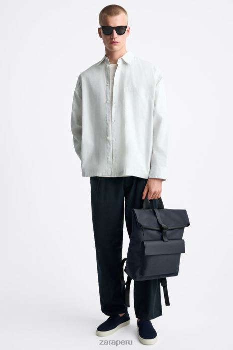 Zara hombres mochila con solapa BDP8J1348 accesorios azul