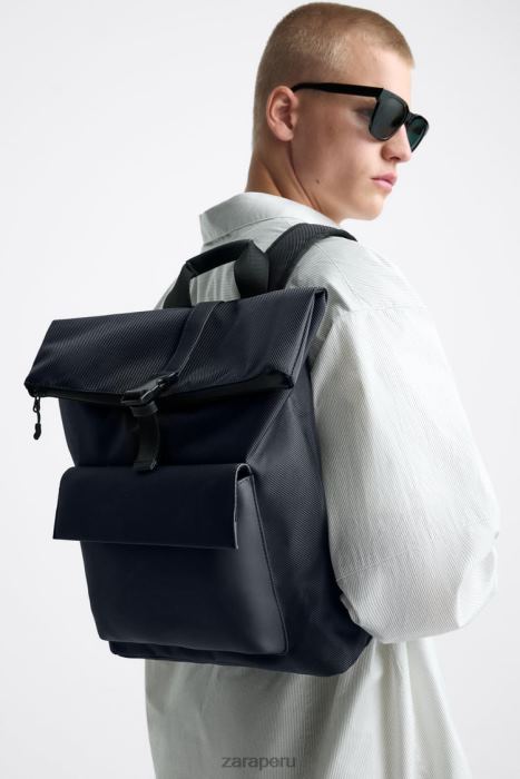 Zara hombres mochila con solapa BDP8J1348 accesorios azul