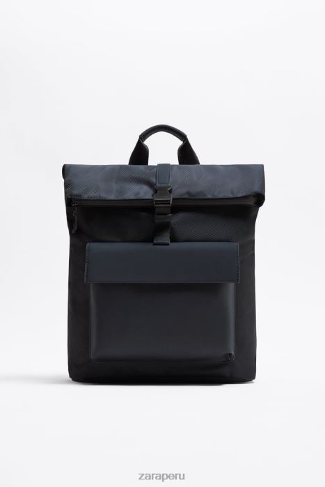 Zara hombres mochila con solapa BDP8J1348 accesorios azul