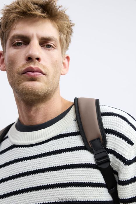 Zara hombres mochila con solapa de goma BDP8J1347 accesorios marrón arena