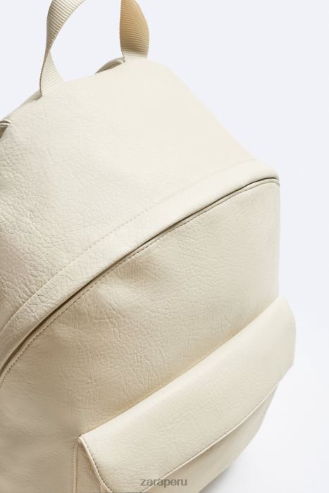 Zara hombres mochila con solapa granulada BDP8J1315 accesorios blanco hueso