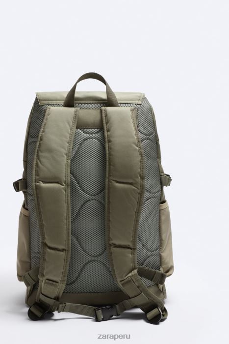 Zara hombres mochila de lona exploradora BDP8J1318 accesorios verde caqui