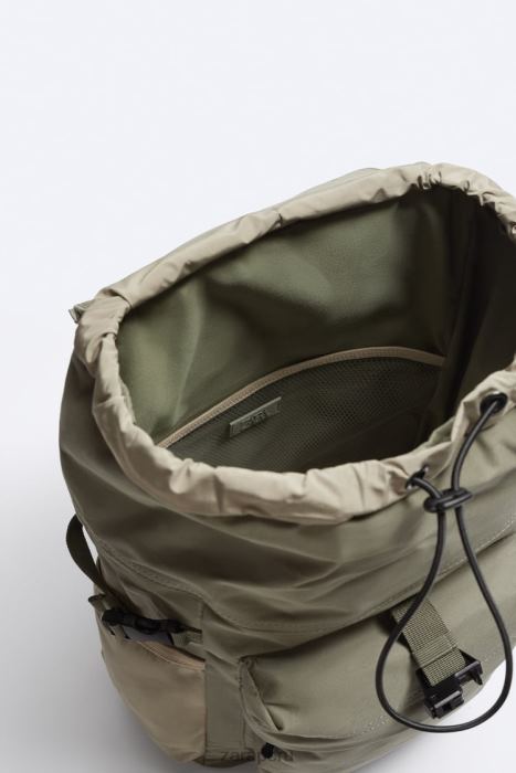 Zara hombres mochila de lona exploradora BDP8J1318 accesorios verde caqui