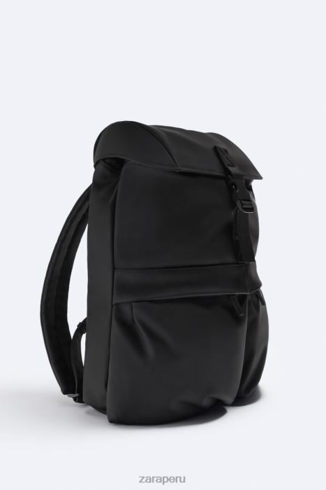 Zara hombres mochila exploradora de goma BDP8J1316 accesorios negro