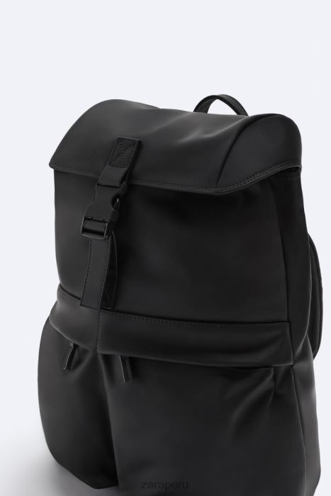 Zara hombres mochila exploradora de goma BDP8J1316 accesorios negro