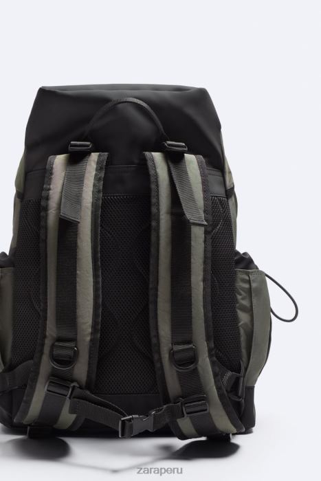 Zara hombres mochila exploradora técnica BDP8J1286 accesorios verde caqui