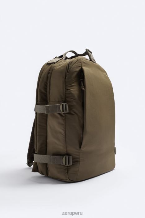 Zara hombres mochila multibolsillos BDP8J1317 accesorios marrón arena