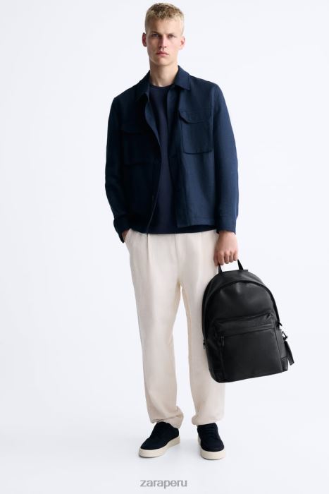 Zara hombres mochila texturizada BDP8J1338 accesorios negro