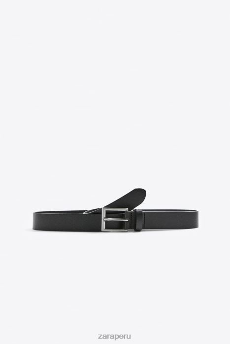 Zara hombres cinturón de cuero BDP8J1455 accesorios negro