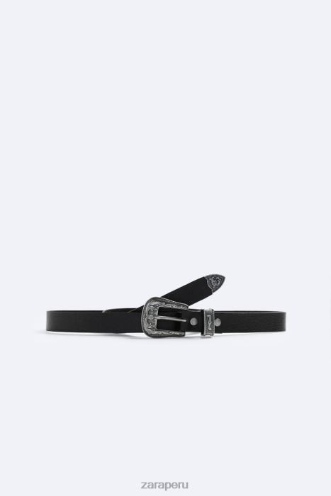 Zara hombres cinturón de cuero BDP8J1464 accesorios negro