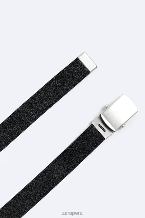 Zara hombres cinturón de cuero BDP8J1465 accesorios negro
