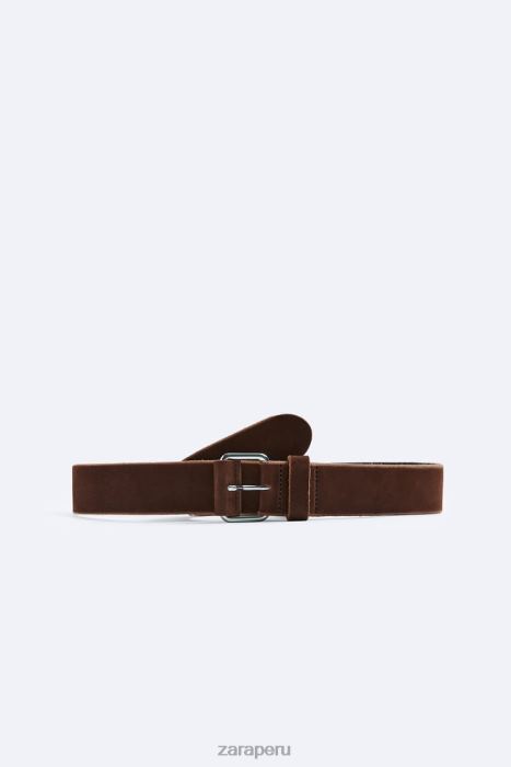 Zara hombres cinturón de cuero BDP8J1468 accesorios marrón