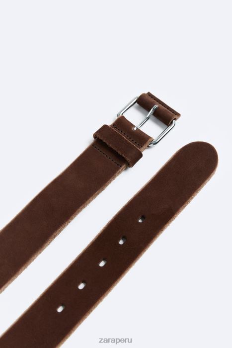 Zara hombres cinturón de cuero BDP8J1468 accesorios marrón