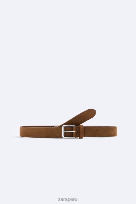 Zara hombres cinturón de cuero BDP8J1480 accesorios tabaco