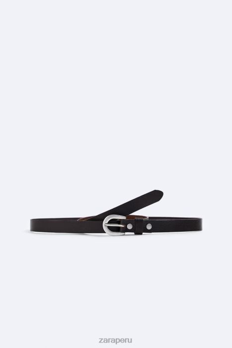 Zara hombres cinturón de cuero estrecho BDP8J1463 accesorios marrón