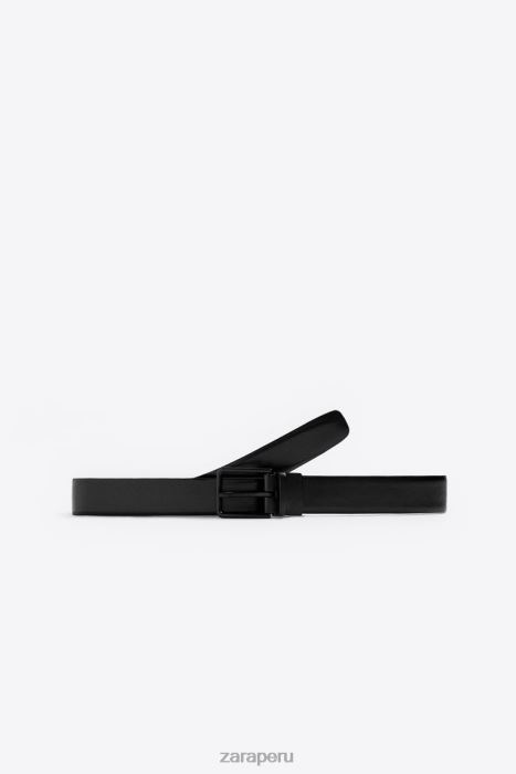Zara hombres cinturón de cuero reversible BDP8J1476 accesorios negro