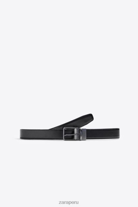 Zara hombres cinturón de cuero reversible BDP8J1477 accesorios negro