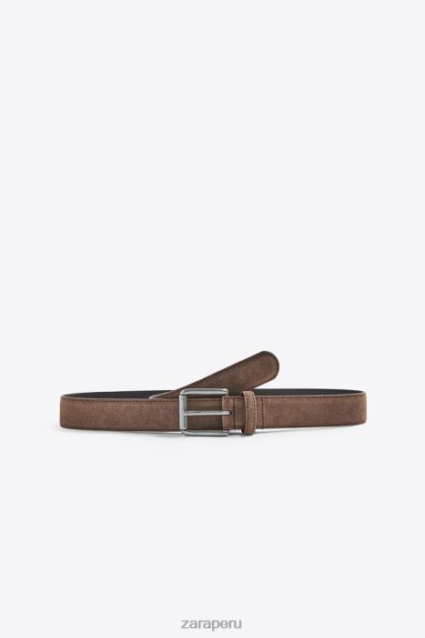 Zara hombres cinturón de gamuza BDP8J1460 accesorios marrón/topo