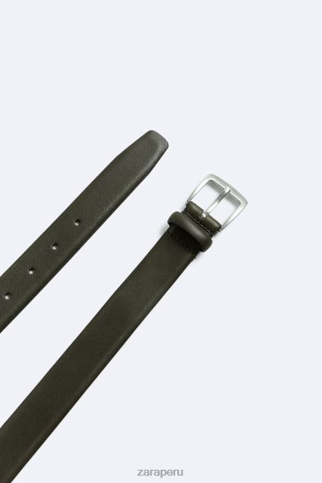 Zara hombres cinturón de vestir de cuero BDP8J1454 accesorios verde