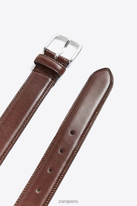Zara hombres cinturón de vestir de cuero BDP8J1458 accesorios marrón