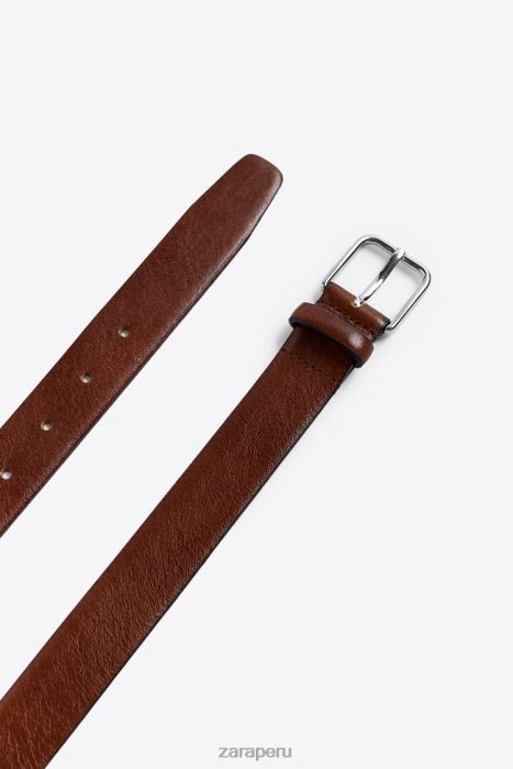 Zara hombres cinturón de vestir de cuero BDP8J1459 accesorios marrón