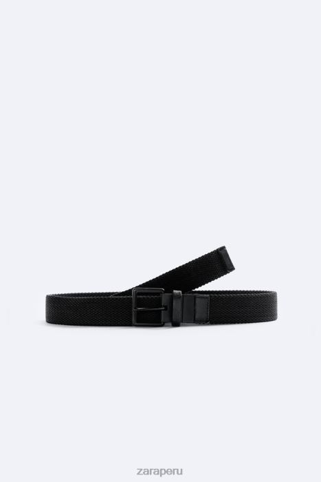Zara hombres cinturón elástico reversible BDP8J1474 accesorios negro
