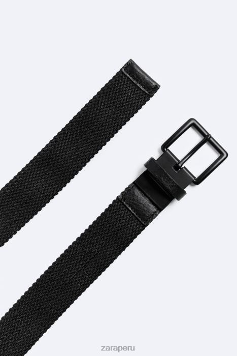 Zara hombres cinturón elástico reversible BDP8J1474 accesorios negro