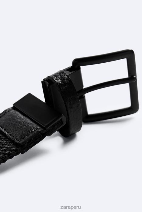 Zara hombres cinturón elástico reversible BDP8J1474 accesorios negro