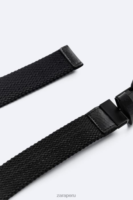 Zara hombres cinturón elástico reversible BDP8J1474 accesorios negro
