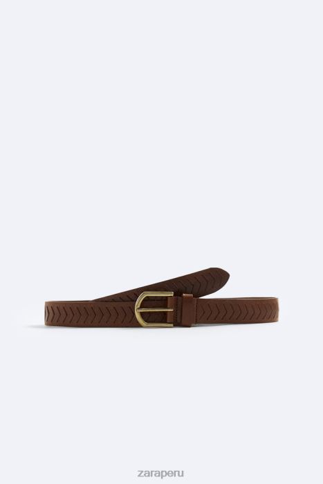 Zara hombres cinturón en relieve BDP8J1471 accesorios cuero
