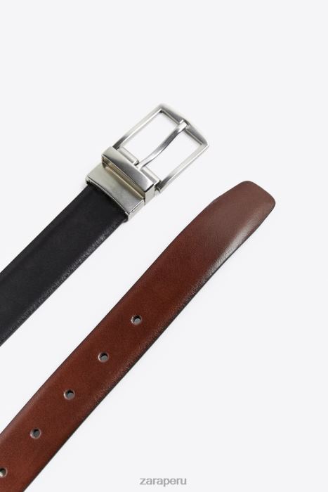 Zara hombres cinturón reversible BDP8J1478 accesorios cuero
