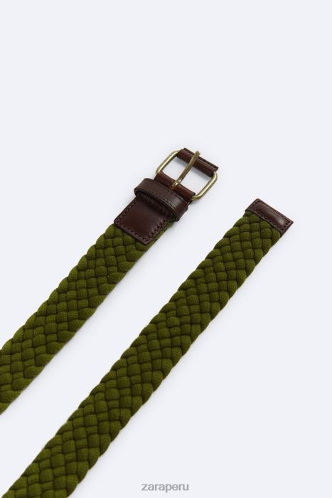 Zara hombres cinturón tejido BDP8J1472 accesorios verde